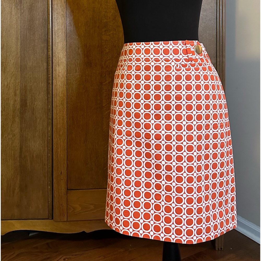 Ann Taylor faux belted skirt in orange/coral